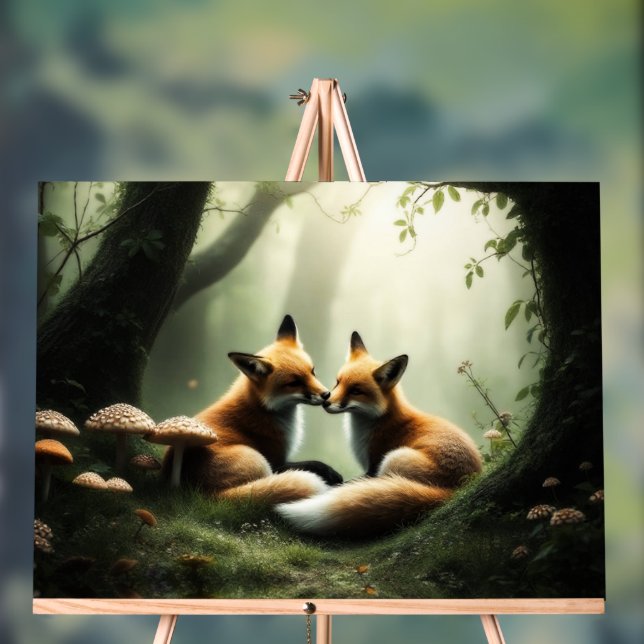 Panneau En Acrylique Cuddle Fox dans la forêt de Misty (Neutre)