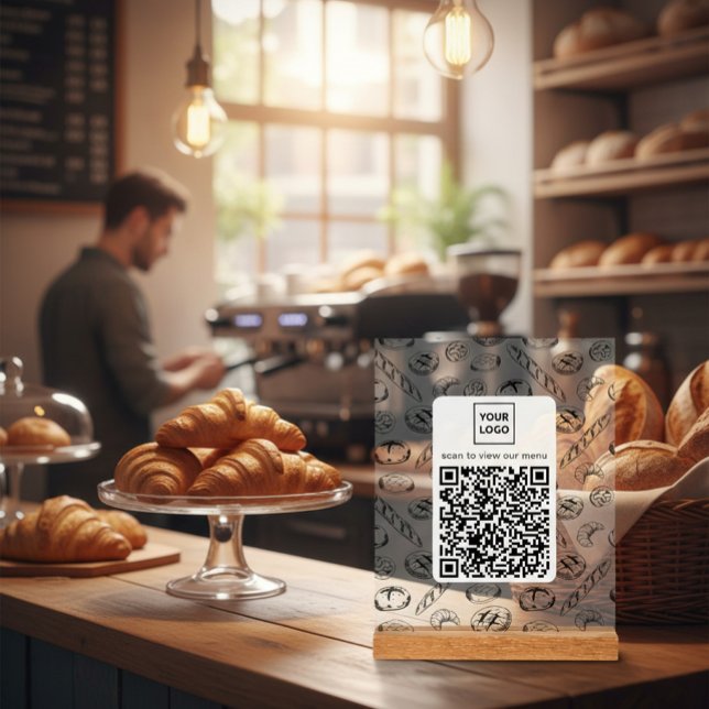 Panneau En Acrylique Custom Bakery Pattern QR Code Table Sign (Créateur téléchargé)