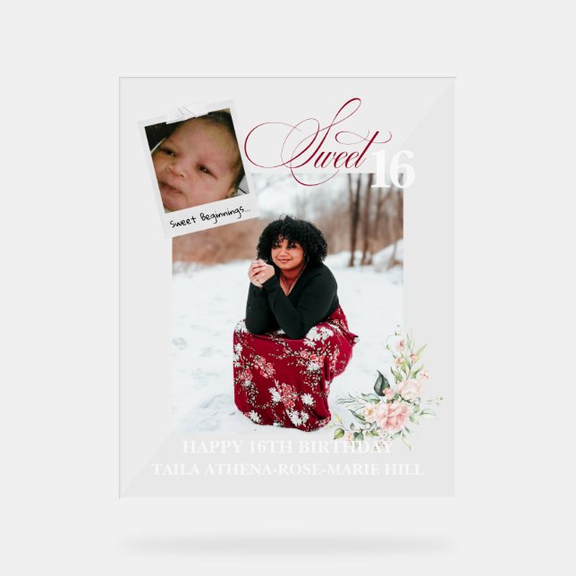 Panneau En Acrylique Custom Client Sweet 16 Acrylic Sign (Recto)