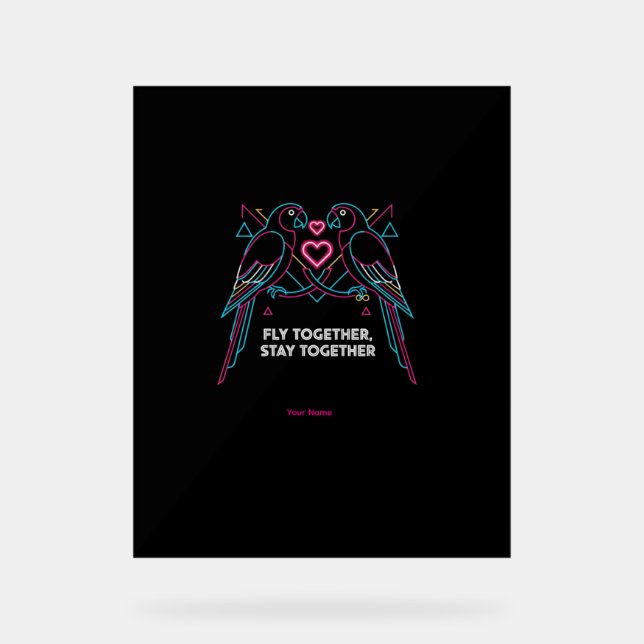 Panneau En Acrylique Custom Couple Anniversary Neon Parrots Winter Hood (Recto)
