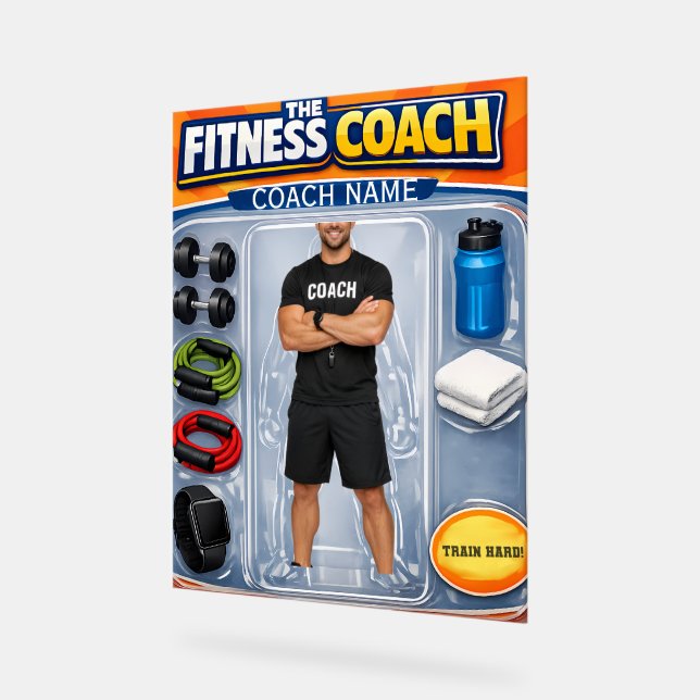 Panneau En Acrylique Custom Fitness Coach Photo and Name  (Angle)