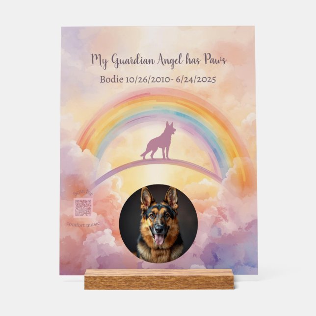 Panneau En Acrylique Custom German Shepherd Memorial Acrylic Sign (Recto)