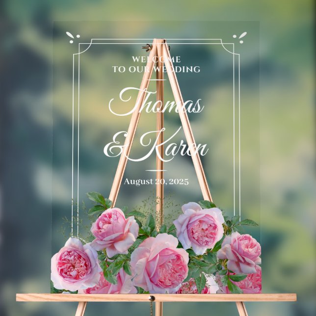 Panneau En Acrylique Custom name > message Wedding Welcome Acrylic Sign (Neutre)