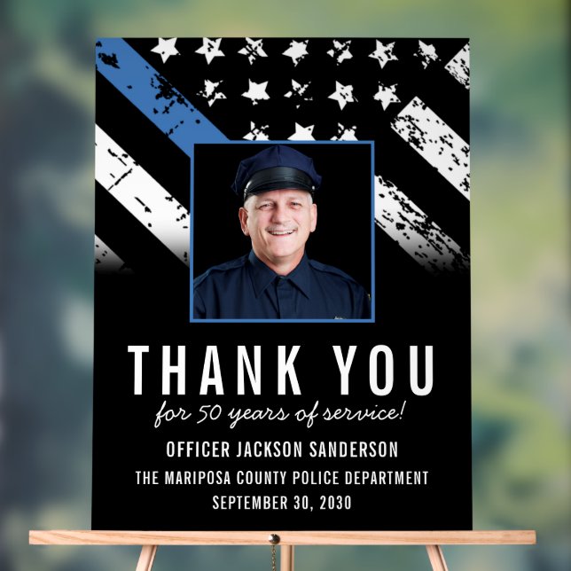 Panneau En Acrylique Customizable Police Retirement Photo Party Welcome (Neutre)