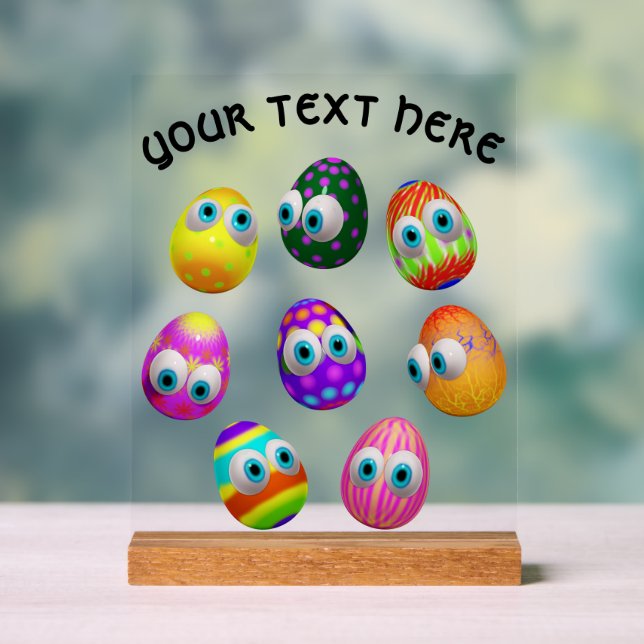 Panneau En Acrylique Cute and Funny Easter Eggs Cartoon (Neutre)