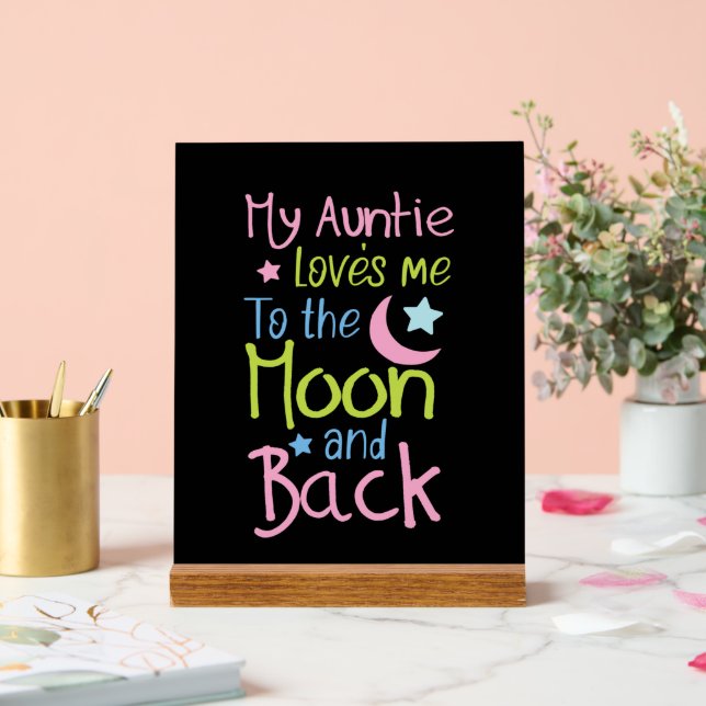 Panneau En Acrylique Cute Auntie amour lune retour unisex nursery (Mariage)