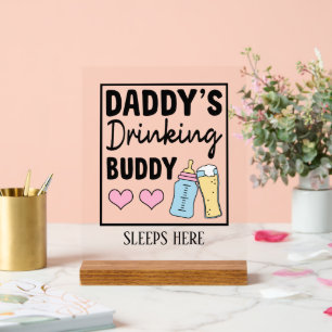 Panneau En Acrylique Cute Daddy's drink pote mot art nursery