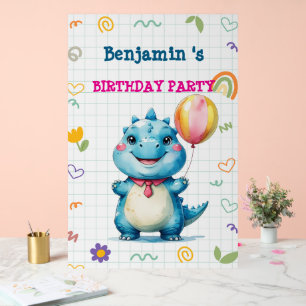 Panneau En Acrylique Cute Dinosaur Garçon Joyeux anniversaire fête colo