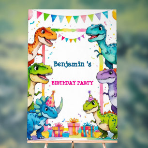 Panneau En Acrylique Cute Dinosaur Garçon Joyeux anniversaire fête colo