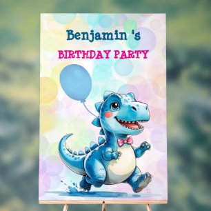 Panneau En Acrylique Cute Dinosaur Garçon Joyeux anniversaire fête colo