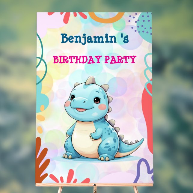 Panneau En Acrylique Cute Dinosaur sauvage garçon Bonne fête d'annivers (Neutre)