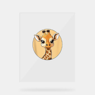 Panneau En Acrylique Cute Giraffe Face Mignonnes Yeux Safari Style
