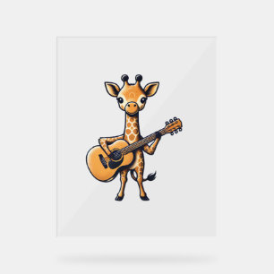 Panneau En Acrylique Cute Giraffe Jouer Guitare Giraffes Musicien Musi