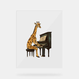 Panneau En Acrylique Cute Giraffe Jouer Piano Giraffes Musicien Musique