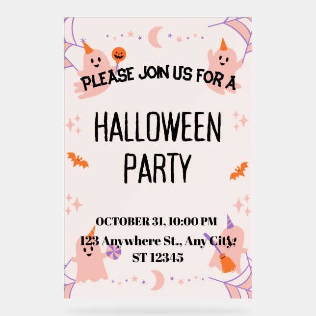 Panneau En Acrylique Cute Halloween Party Invitation (Recto)