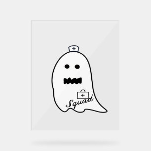 Panneau En Acrylique Cute infirmière fantôme Halloween à la main à l'hô