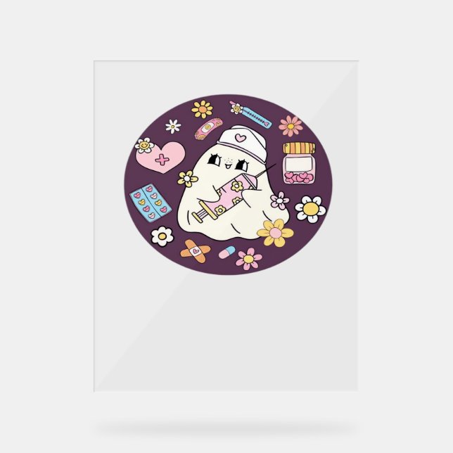 Panneau En Acrylique Cute Infirmière Halloween T-Shirt surdimensionné (Recto)