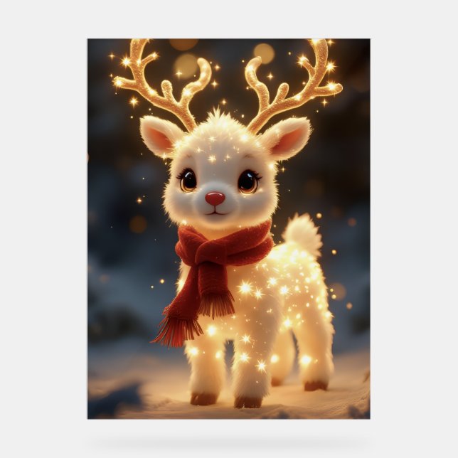 Panneau En Acrylique Cute Magical Reindeer with Sparkling Lights (Recto)