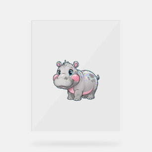 Panneau En Acrylique Cute MOO DENG Baby Pygmy Hippo Girls Besties Crew