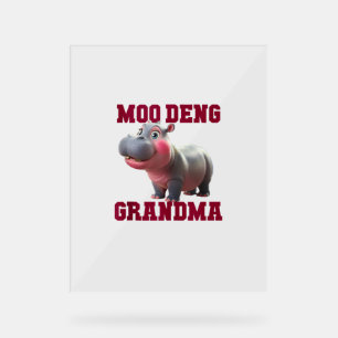 Panneau En Acrylique Cute MOO DENG GRANDMA Baby Hippo Granny Enseignant
