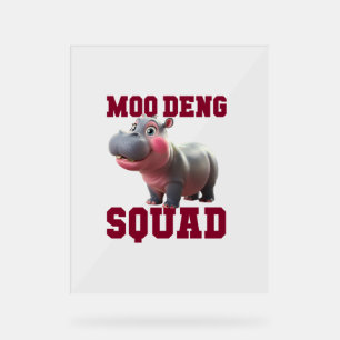 Panneau En Acrylique Cute MOO DENG SQUAD Baby Hippo Team Cheer Girls Te