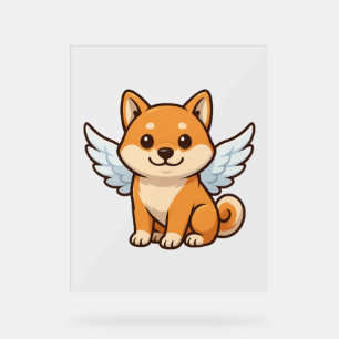 Panneau En Acrylique Cute Shiba Inu angel dessin animé bonheur de chien