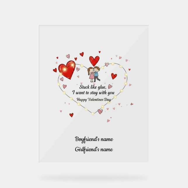 Panneau En Acrylique Cute Valentine's day couple hearts custom (Recto)