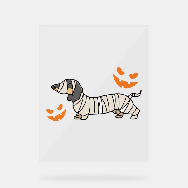 Panneau En Acrylique Dachshund Chien Halloween Candy Corn Pleine lune (Recto)