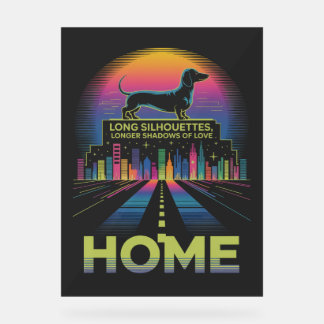 Panneau En Acrylique Dachshund Long Silhouettes, Longer Shadows Of Love