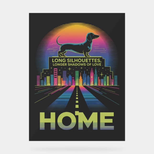 Panneau En Acrylique Dachshund Long Silhouettes, Longer Shadows Of Love (Recto)