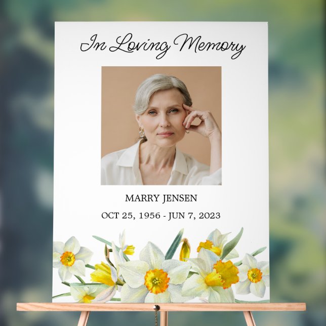 Panneau En Acrylique Daffodil Memorial Photo Funeral Acrylic Sign (Neutre)