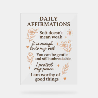 Panneau En Acrylique Daily Mental Health Reminder  | Self Love Healing