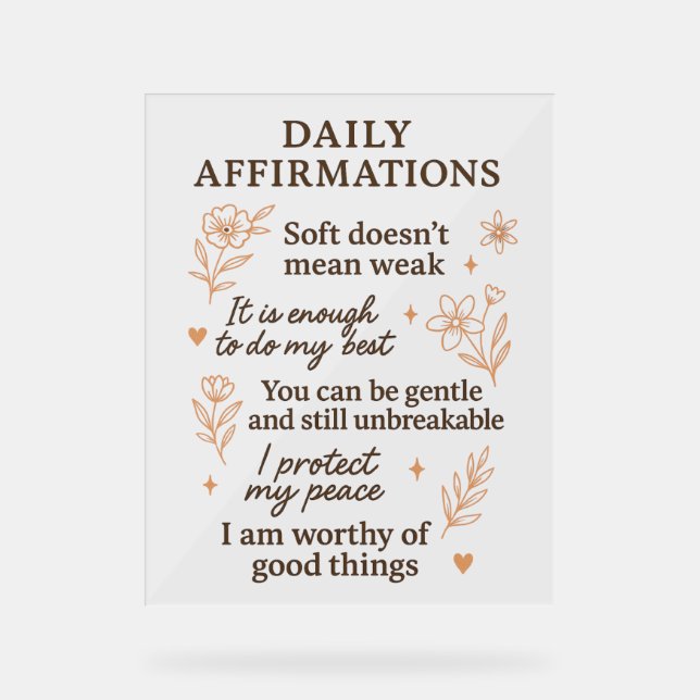 Panneau En Acrylique Daily Mental Health Reminder  | Self Love Healing  (Recto)