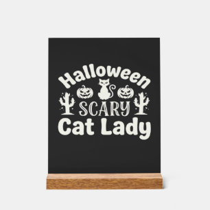 Panneau En Acrylique Dame de chat effrayante Halloween_1