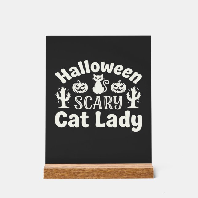 Panneau En Acrylique Dame de chat effrayante Halloween_1 (Recto)