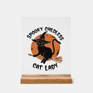 Panneau En Acrylique Dame de chat sans enfants Halloween Sorcière effra