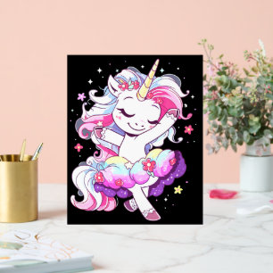 Panneau En Acrylique Danseur de ballet Unicorn Girls Rainbow Ballerin C