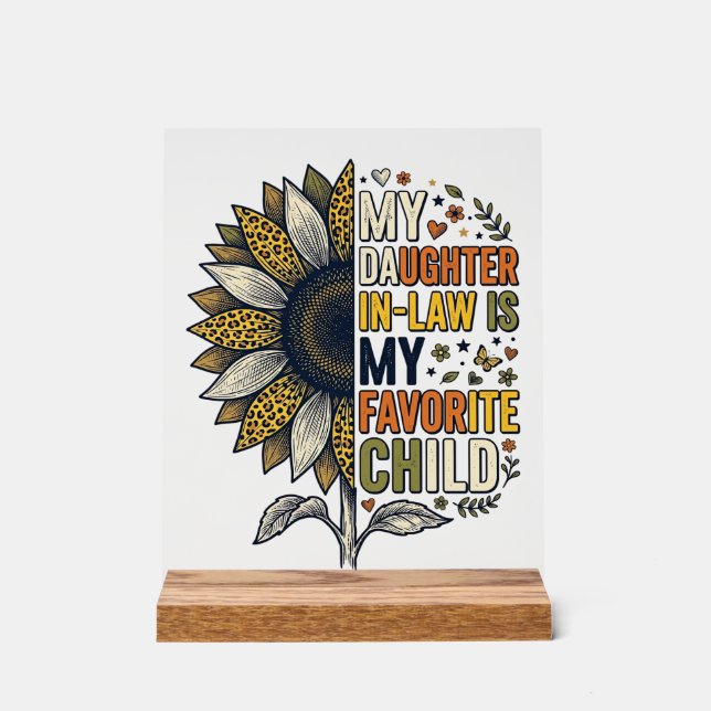 Panneau En Acrylique Daughter In Law Favorite Child Sunflower Vintage S (Recto)