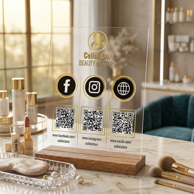Panneau en acrylique de code QR des médias sociaux (Multi QR Code Business Sign - Social Media Display for Instagram & Facebook!)