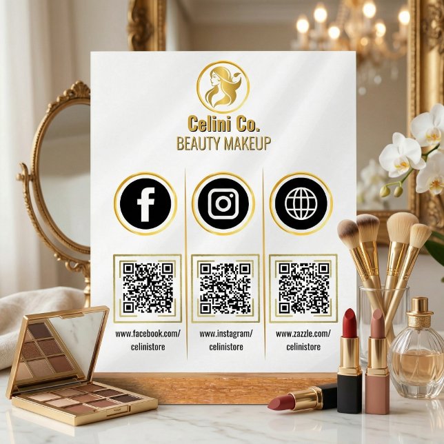 Panneau en acrylique de code QR des médias sociaux (Multi QR Code Business Sign - Social Media Display for Instagram & Facebook!)