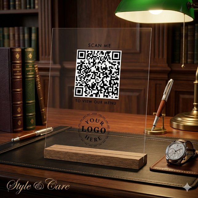 Panneau en acrylique de code QR – Menu de paiement (QR Code Acrylic Sign – Modern Checkout Menu)