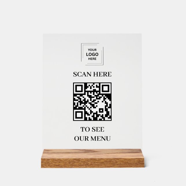 Panneau en acrylique de menu Code QR avec bloc de  (Recto)