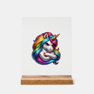 Panneau En Acrylique Débardeur d'art de licorne avec crinière arc-en-ci