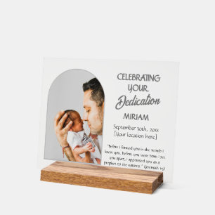 Panneau En Acrylique Dédicace de bébé chrétien Photo personnalisée avec