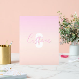 Panneau En Acrylique Dégradé ombré rose clair et pêche Nom et monogramm