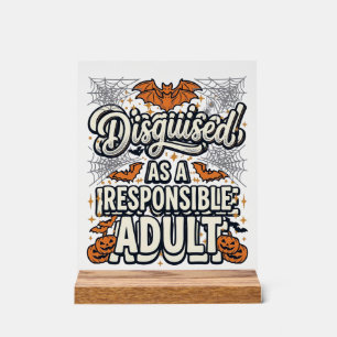 Panneau En Acrylique Déguisé en vecteur Halloween d'adulte responsable