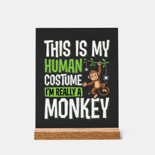 Panneau En Acrylique Déguisement de singe drôle vecteur Halloween