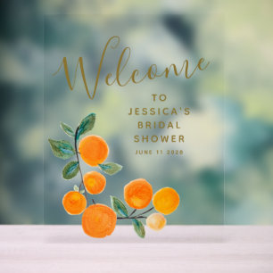 Panneau En Acrylique Délicieux Oranges Aquarelle Fête de Mariage Rustiq