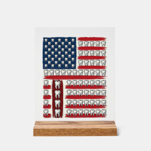 Panneau En Acrylique Dentiste Patriotique Drapeau Dentaire