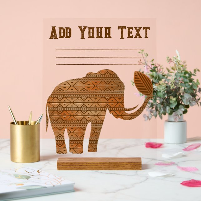 Panneau En Acrylique Design d'art tribal des éléphants (Mariage)